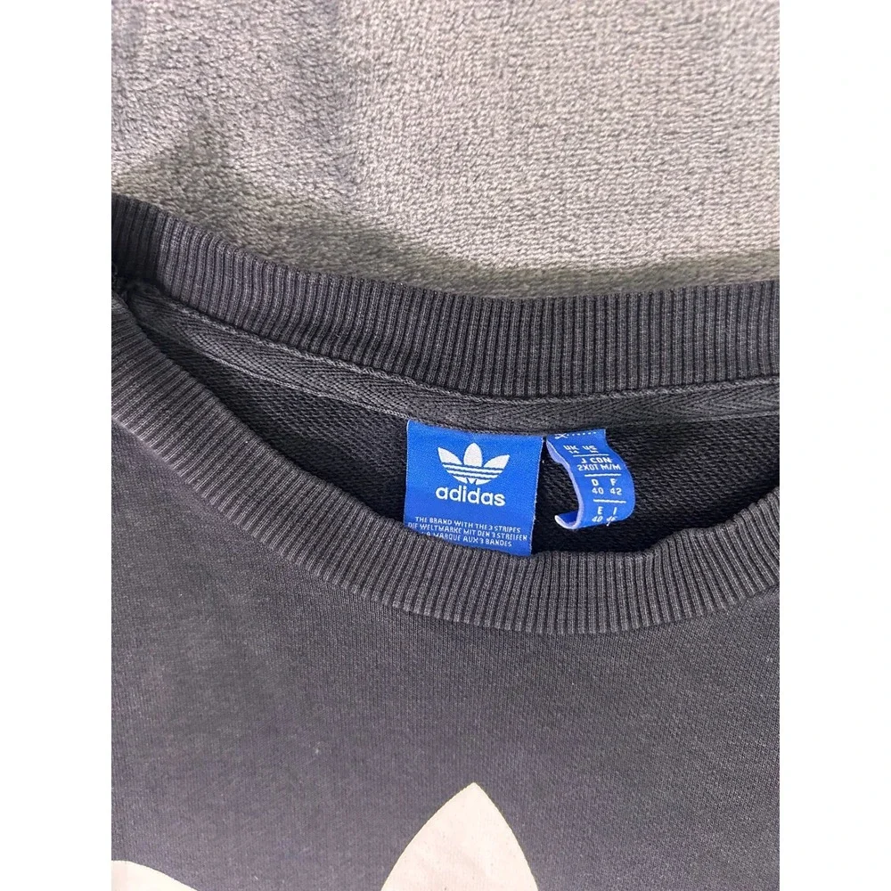 Y2K‎ Adidas Trefoil Logo Pocket Crewneck Classic Sweatshirt Black Size M